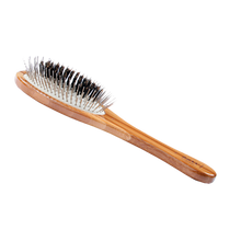 Load image into Gallery viewer, Wire/Natural Boar Pet Groomer Bamboo Handle Brush

